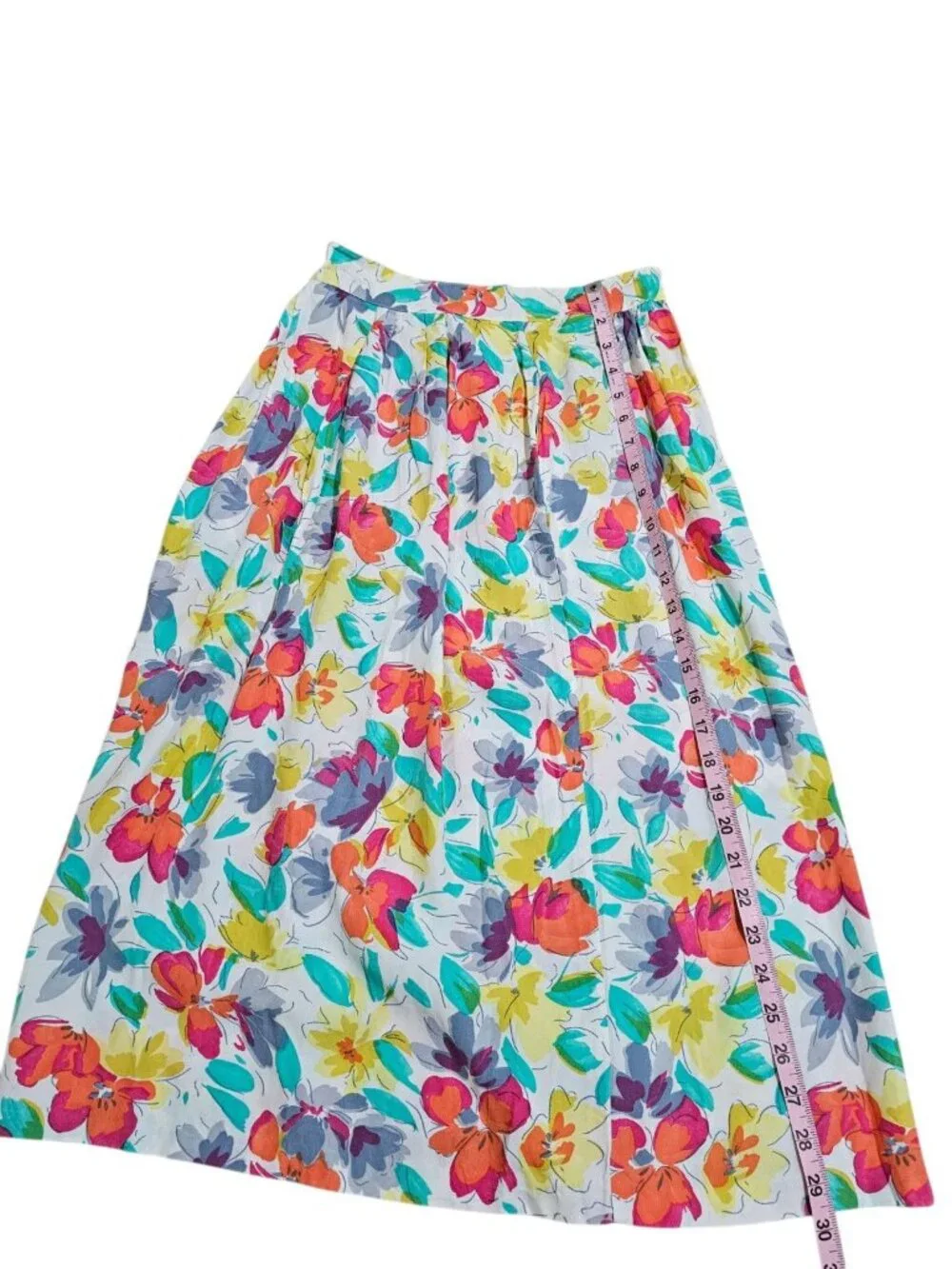 Emily St John Womens 11/12 Floral Skirt Multicolor Rayon Midi Archival Boutique - Picture 5 of 5